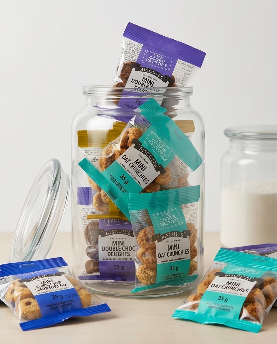 Mini biscuit strips in a jar