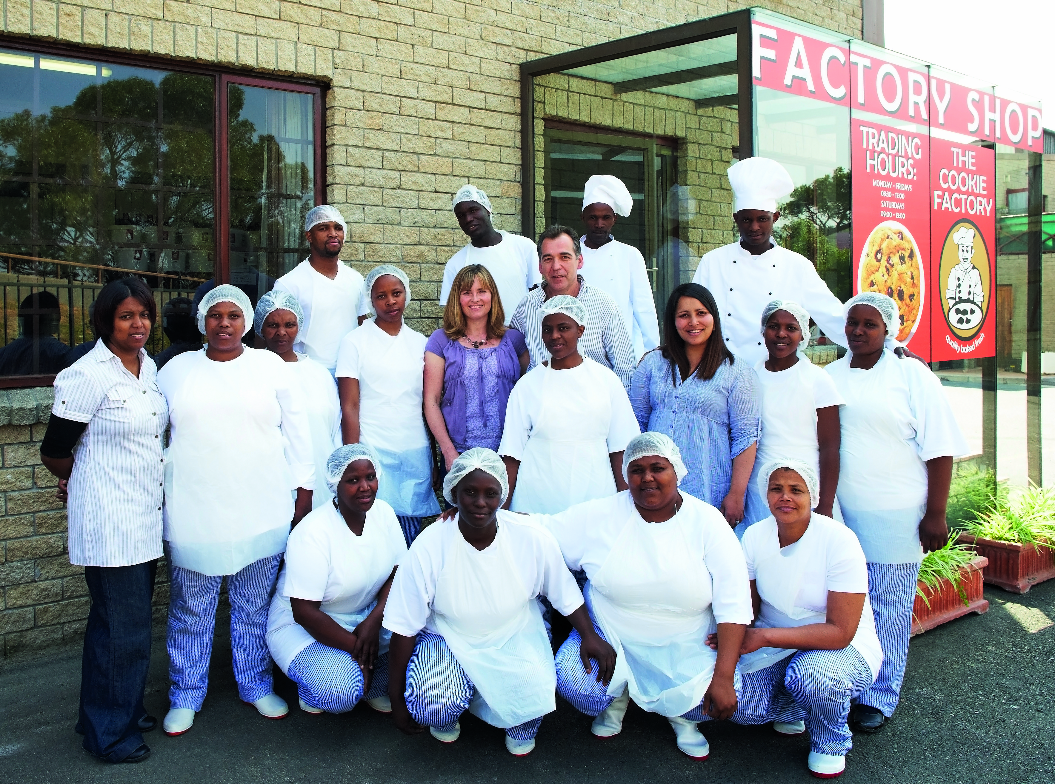 The Cookie Factory team outside the factory store
